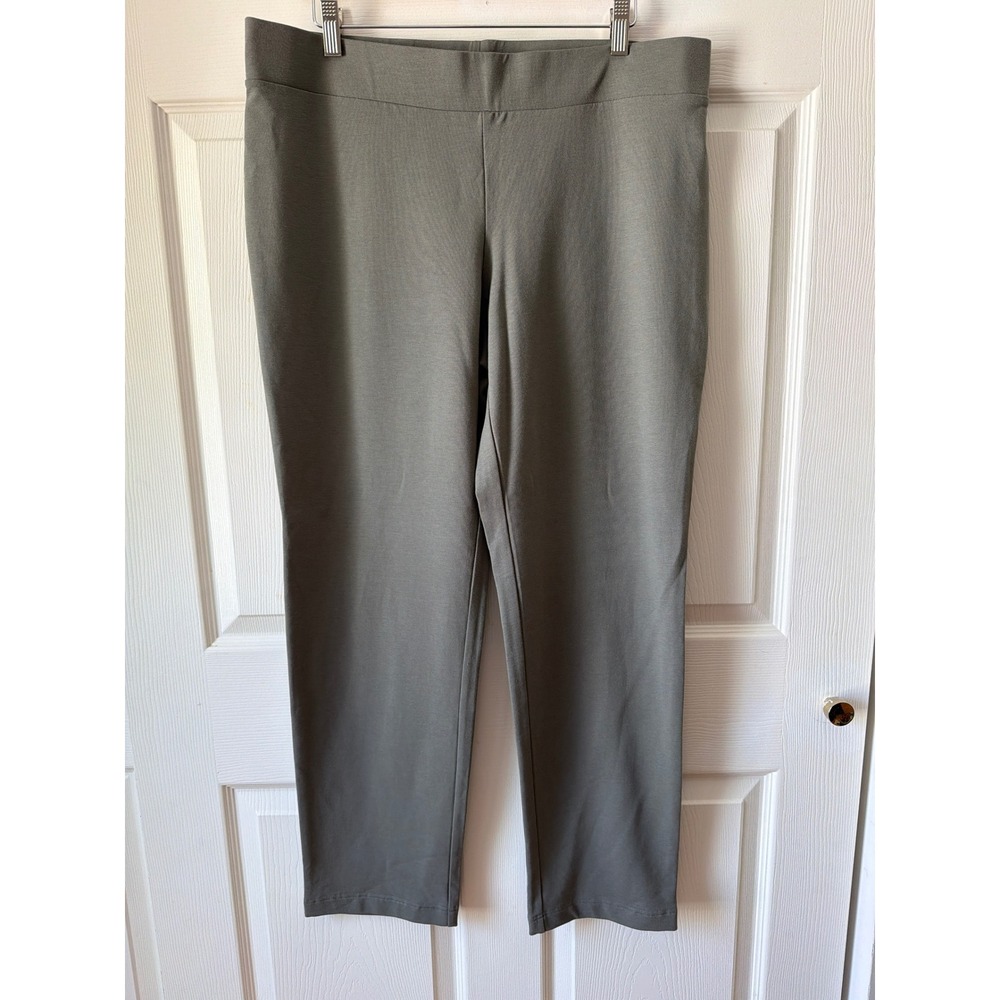 Pure Jill Knit Tapered Pants L Green Pima Cotton Modal Stretch Casual Coastal